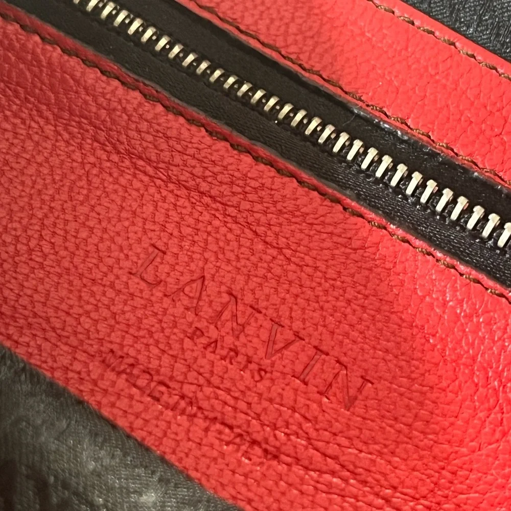 Lanvin Partage Red Handbag Shoulder Bag with Chain Straps - Picture 7 of 7